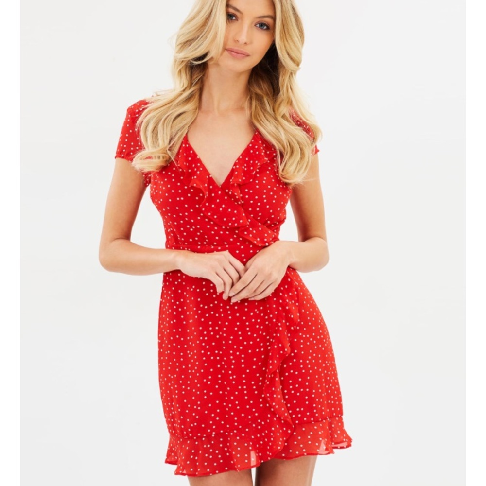 Like New Bardot Polka Dot Dress